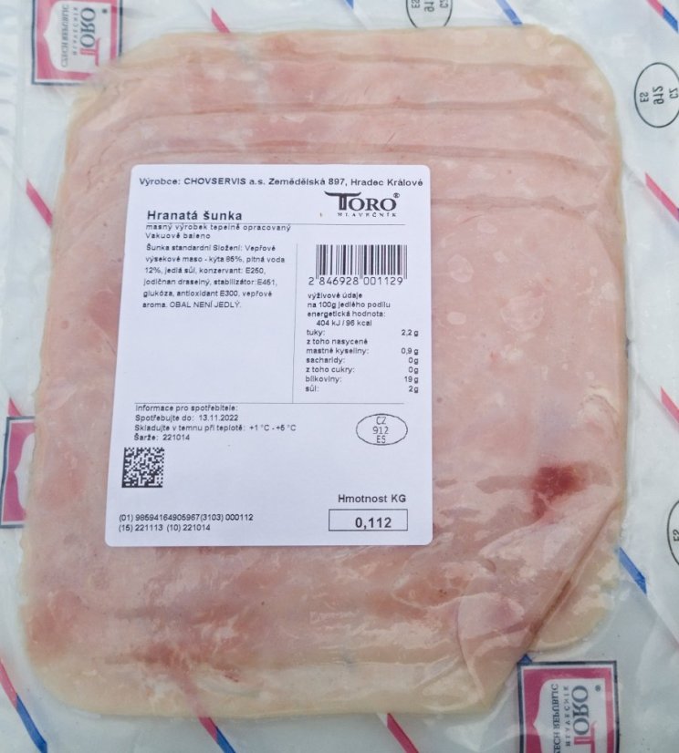 Šunka hranatá výběrová, cca 3 kg,