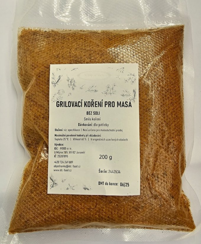 Grilovací směs pro masa - koření na grilování BEZ SOLI  200 g