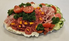 Obložená mísa, talíř - šunka, Poličan, sýr cihla, 1 kg